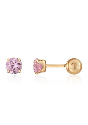 Kids Cubic Zirconia Stud Earrings in 14K Yellow Gold