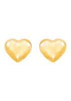 Kids Puff Heart Stud Earrings in 14K Yellow Gold