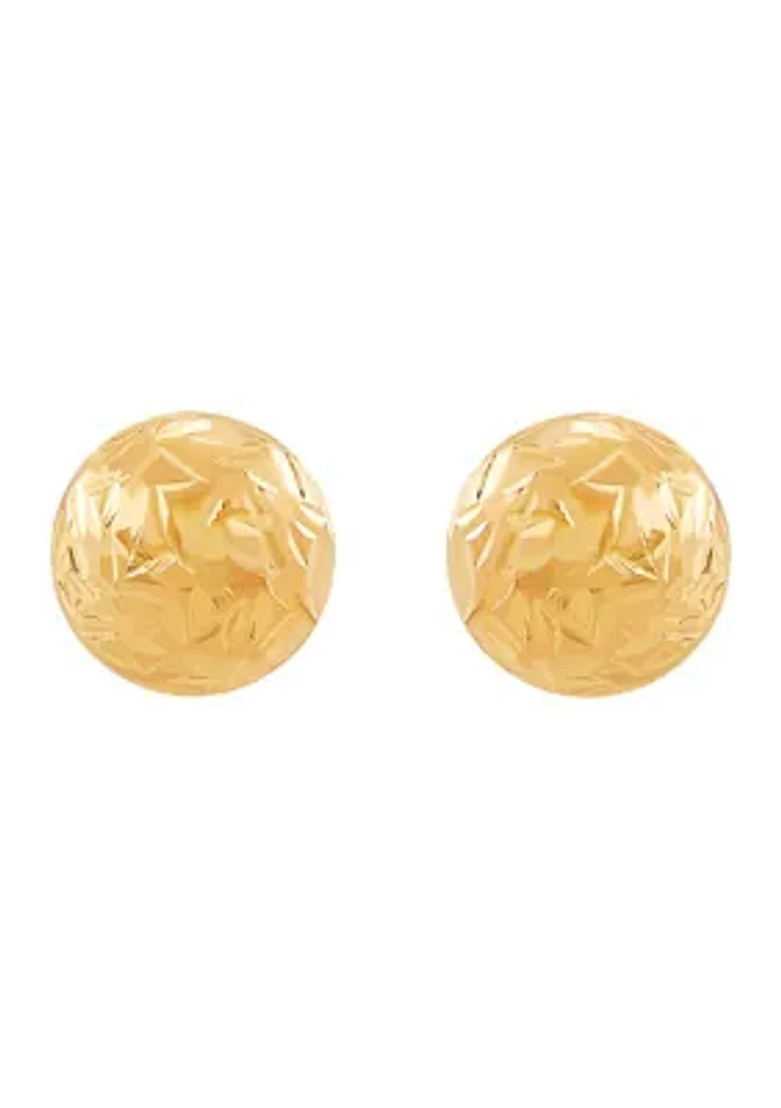 Flat Ball Stud Earrings in 14K Yellow Gold