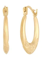 3 Heart Pattern Hoop Earrings in 14K Yellow Gold