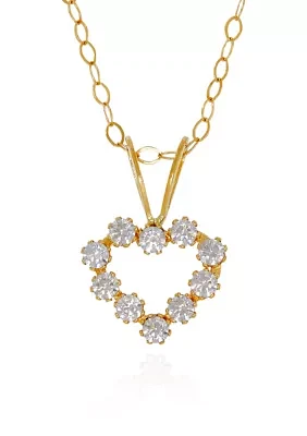 Kids Cubic Zirconia Heart Pendant Necklace in 14K Yellow Gold
