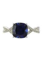 Lab Created Sapphire and White Sapphire Earring, Ring, and Necklace Set in Sterling Silver