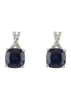 Lab Created Sapphire and White Sapphire Earring, Ring, and Necklace Set in Sterling Silver
