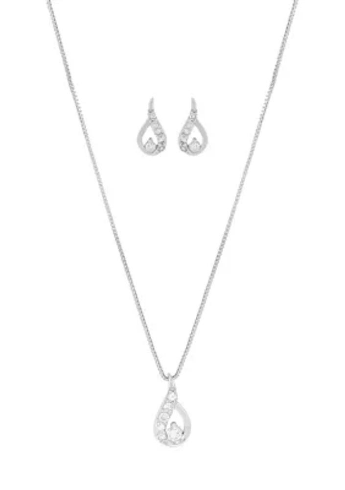 1/4 ct. t.w. Lab Grown Pendant Necklace with 18" Box Chain and Stud Earrings Set in Sterling Silver
