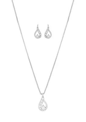 1/4 ct. t.w. Lab Grown Pendant Necklace with 18" Box Chain and Stud Earrings Set in Sterling Silver