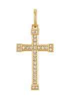 1/4 ct. t.w. Lab Created Diamond Gents Cross Pendant Necklace with 18" Curb Chain in 10K Yellow Gold