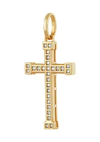 1/4 ct. t.w. Lab Created Diamond Gents Cross Pendant Necklace with 18" Curb Chain in 10K Yellow Gold