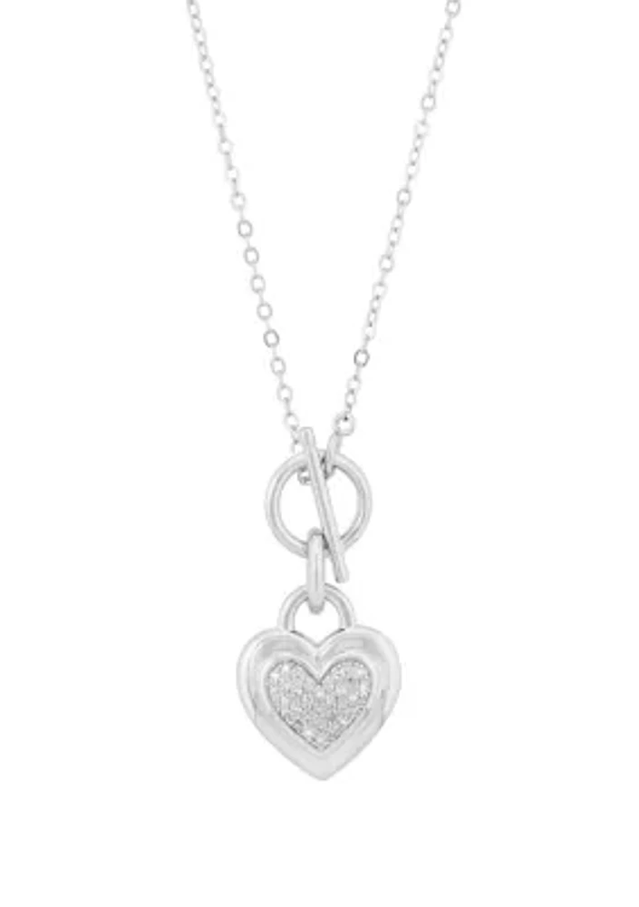 1/10 ct. t.w. Diamond Interlock Heart Necklace in Sterling Silver