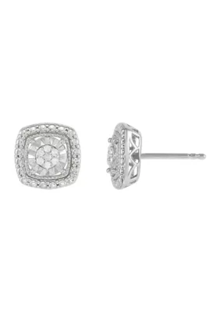 1/10 ct. t.w. Diamond Square Stud Earrings in Sterling Silver