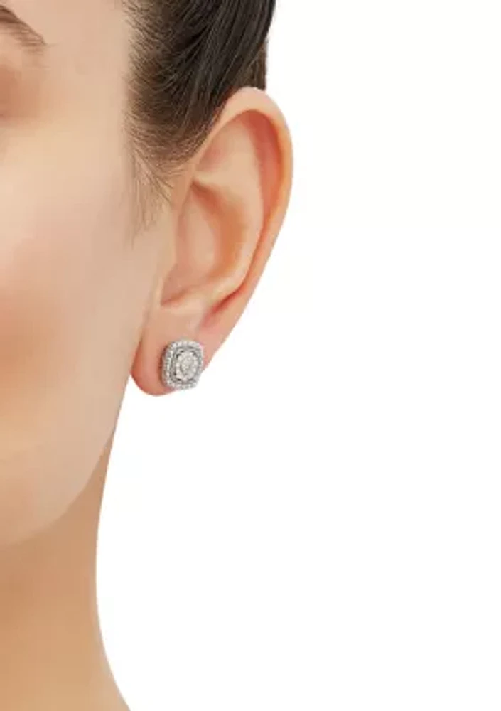 1/10 ct. t.w. Diamond Square Stud Earrings in Sterling Silver