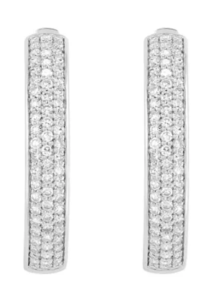 1 ct. t.w. Lab Grown Diamond Hoop Earrings in Sterling Silver