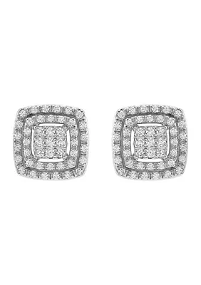 5/8 ct. t.w. Diamond Cushion Shape Stud Earrings in Sterling Silver