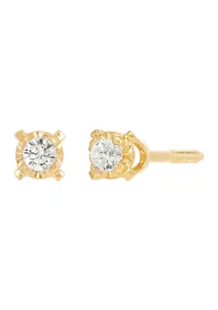 Diamond Accent Stud Earrings in 14K Yellow Gold