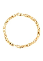 Hollow Alternate Marina and Oval Link Bracelet in 14K Yellow Gold