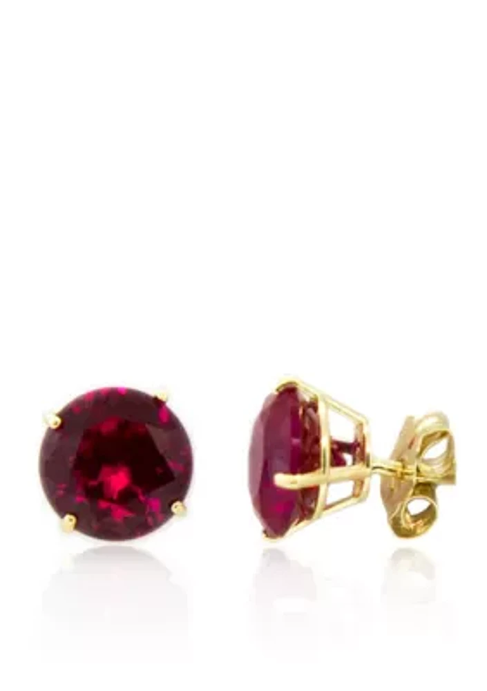 Ruby Stud Earrings in 10K Yellow Gold