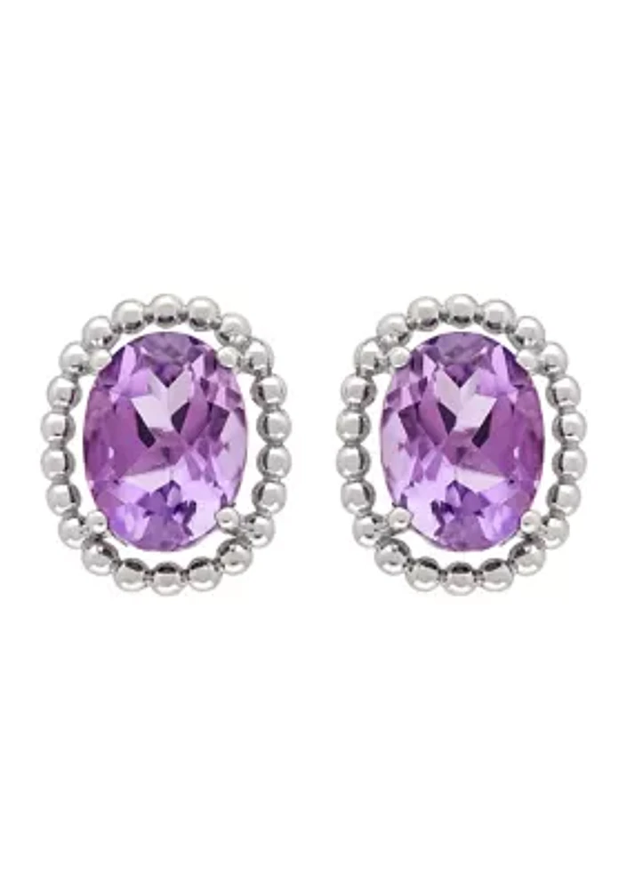 Purple Amethyst Earrings in Sterling Silver