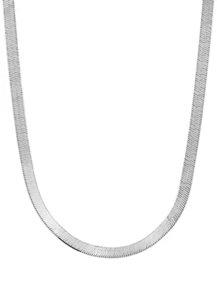 4.58 Millimeter Solid Herringbone Chain Necklace in Sterling Silver
