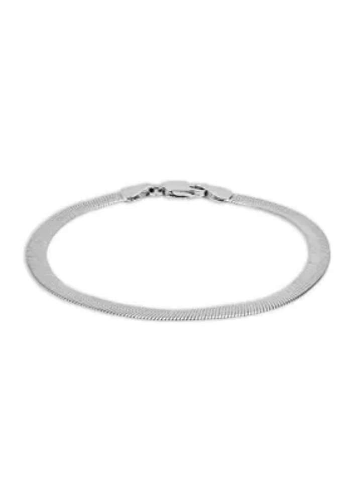 4.5 Millimeter Solid Herringbone Chain Bracelet in Sterling Silver