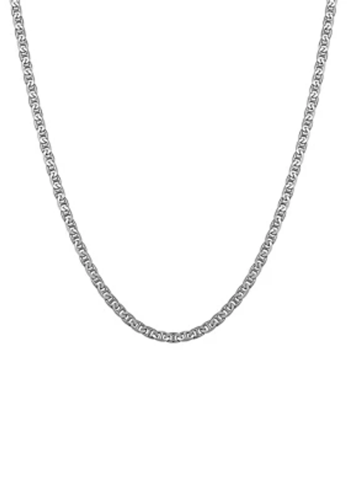 2.8 Millimeter Solid Mariner Chain Necklace in Sterling Silver