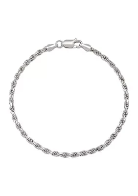 2.7 Millimeter Solid Rope Chain Bracelet in Sterling Silver