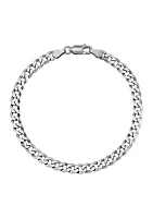 5 Millimeter Solid Flat Curb Chain Bracelet  in Sterling Silver