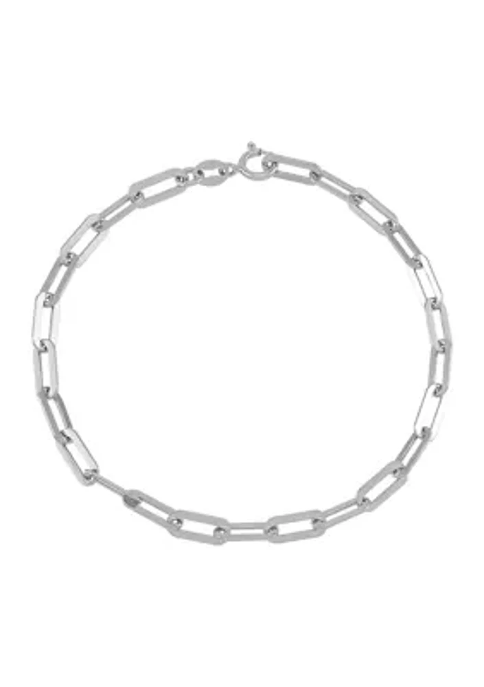 3.9 Millimeter Solid Paperclip Chain Bracelet in Sterling Silver