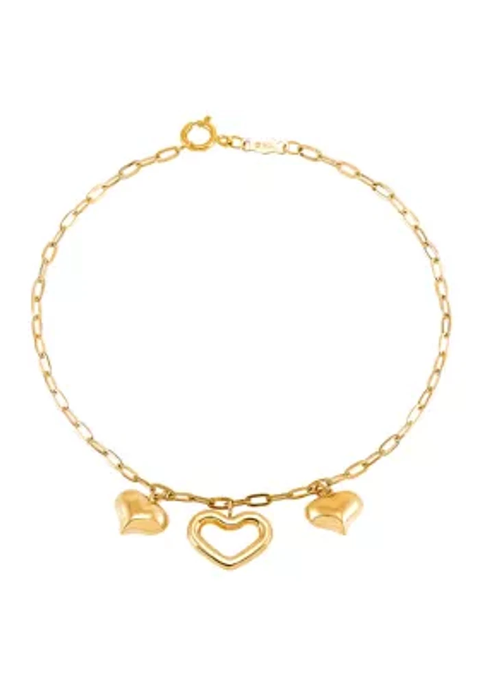 Heart Bracelet in 10K Yellow Gold