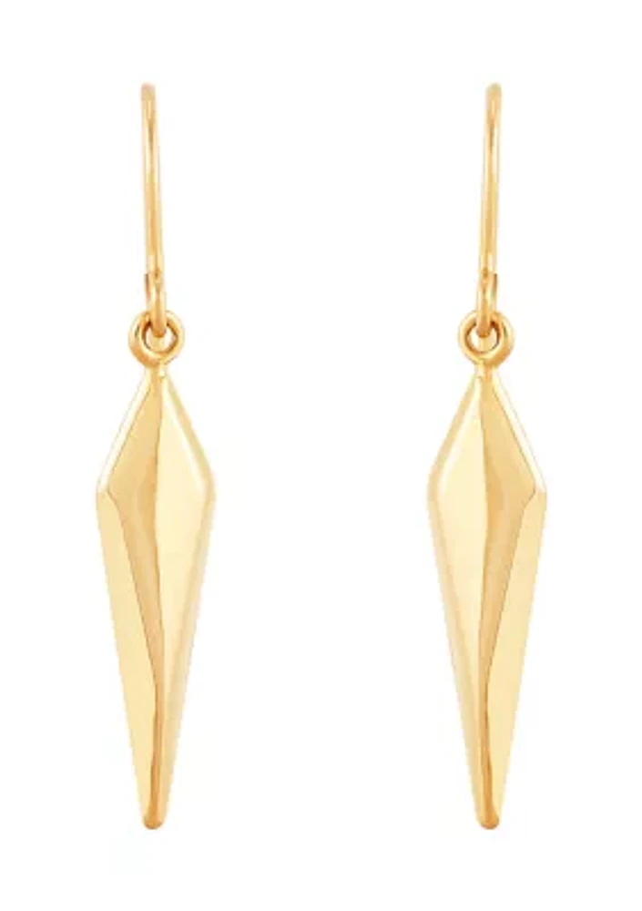 Long Rhombus Dangle Earrings in 10K Yellow Gold