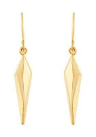Long Rhombus Dangle Earrings in 10K Yellow Gold