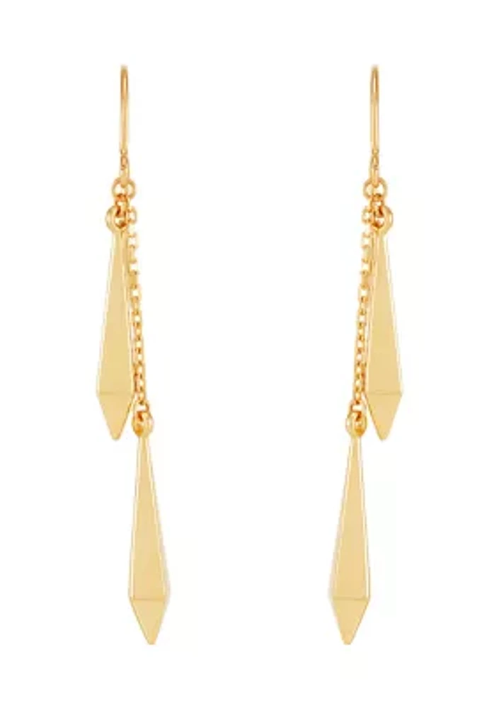 Double Long Rhombus Dangle Earrings in 10K Yellow Gold