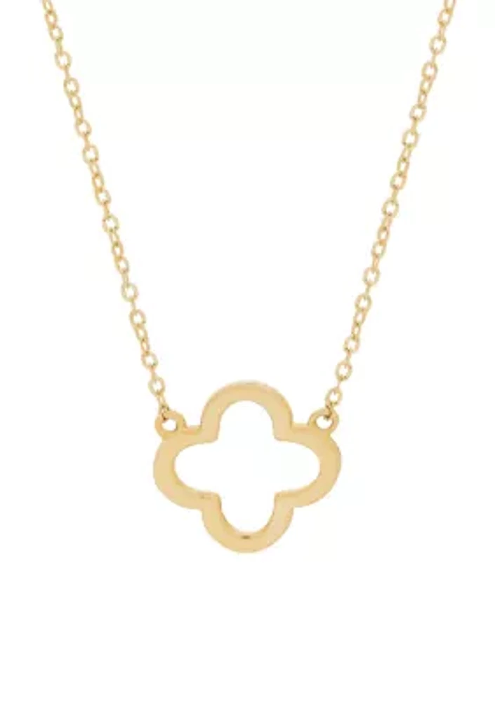 Polished Flower Necklace in 10k Yellow Gold