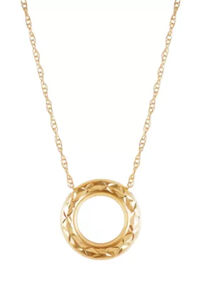 Circle Dangle Necklace in 10K Yellow Gold
