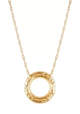 Circle Dangle Necklace in 10K Yellow Gold