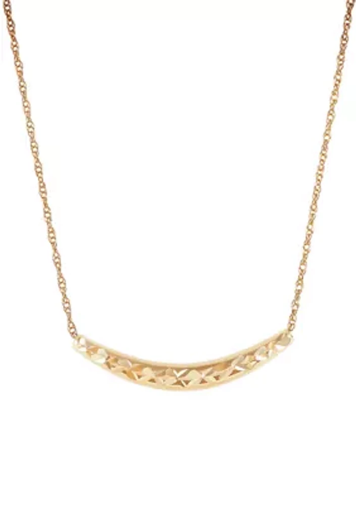Curve Bar Dangle Necklace in 10K Yellow Gold