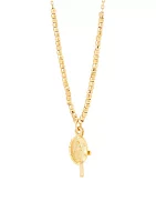 Virgin Mary and Cross and Beads Necklace in in 10K Yellow Gold