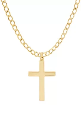 Men's Cross Pendant Necklace in 10k Yellow Gold