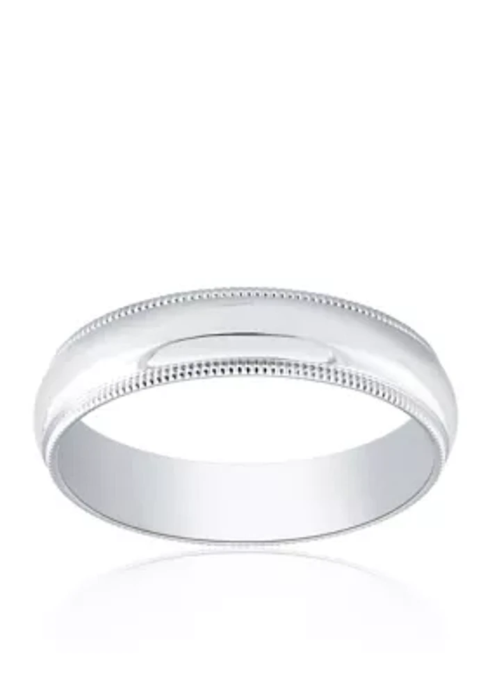 Polished Milgrain Comfort Fit Ring 10k White Gold
