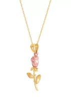 Rose Peandant with 18" Rope Chain in 10K Yellow and White Gold