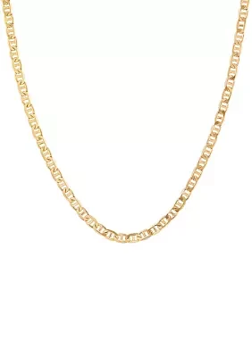 2.5 Millimeter Solid Mariner Chain Necklace in Gold Over Sterling Silver