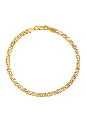3.5 Millimeter Solid Mariner Chain Bracelet in Gold Over Sterling Silver