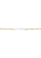 Solid Twisted Herringbone Chain Necklace in Gold Over Silver