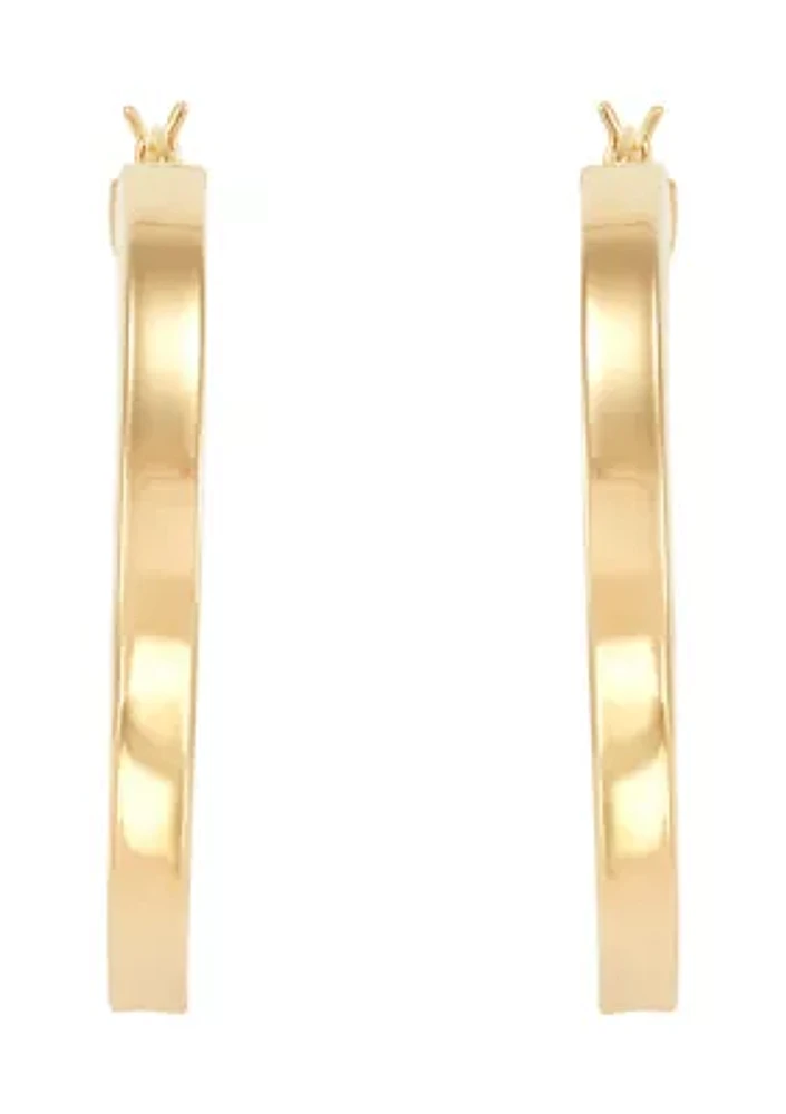 Square Tube Hoop Earrings in Gold Over Sterling Silver