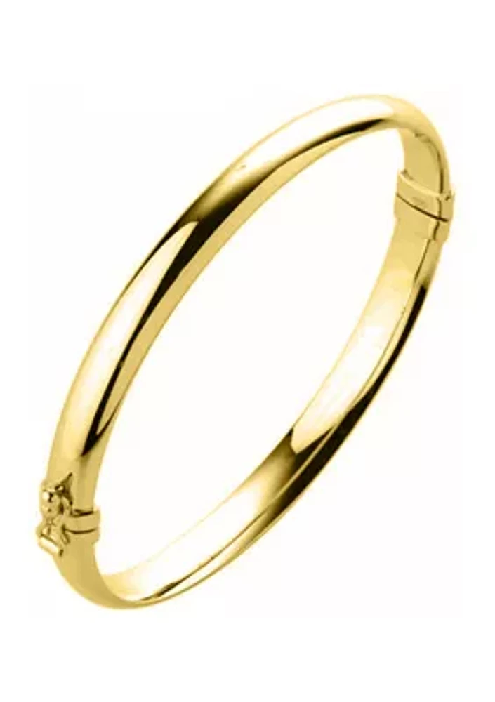 7 Millimeter Tube Hinge Bangle Bracelet in Gold Over Sterling Silver