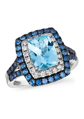 1.5 ct. t.w. Sea Blue Aquamarine®, 5/8 ct. t.w. Blueberry Sapphire™, 1/4 ct. t.w. Nude Diamonds™ Ring in 14K Vanilla Gold®