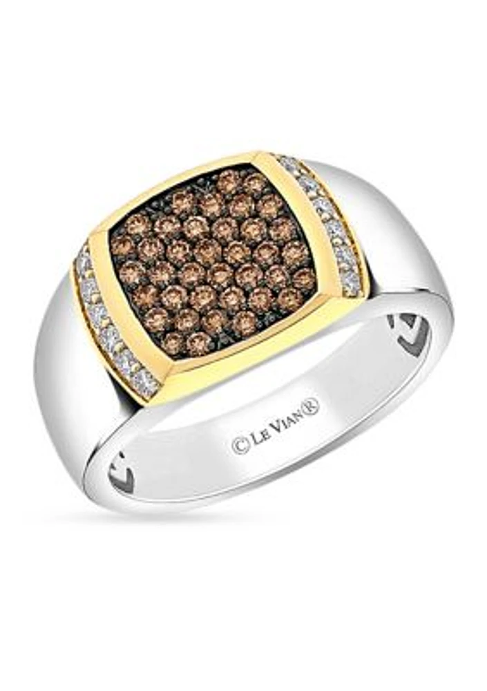Men's 1/5 ct. t.w. Nude Diamonds™, 1/2 ct. t.w. Chocolate Diamonds® Ring in Sterling Silver and 14K Gold™