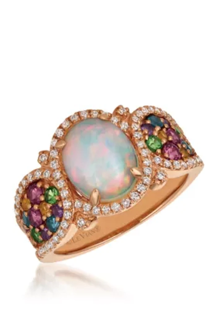 Mixberry Gems Neopolitan Opal Ring 14k Strawberry Gold