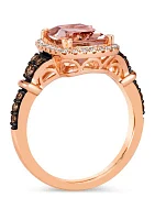 2.25 ct. t.w. Peach Morganite™, 1/4 ct. t.w. Chocolate Diamonds®, 1/5 ct. t.w. Nude Diamonds™ Ring in 14K Strawberry Gold®