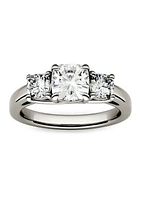 1.76 ct. t.w. Lab Created Moissanite Cushion Three Stone Ring 14K White Gold