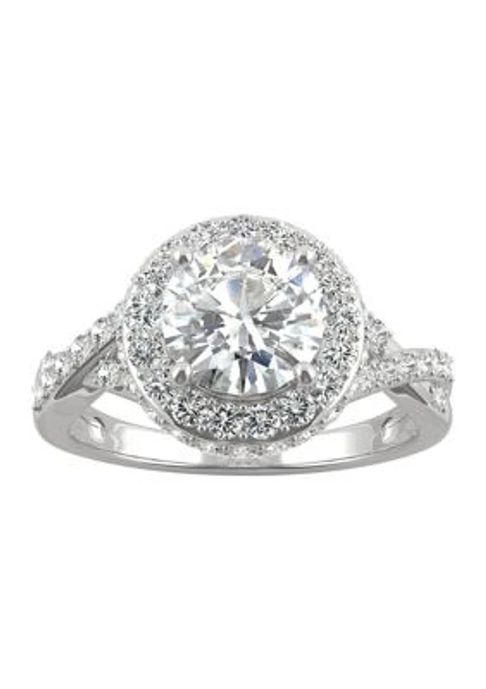 3/4 ct. t.w. Lab Created Moissanite Halo Engagement Ring 14k White Gold