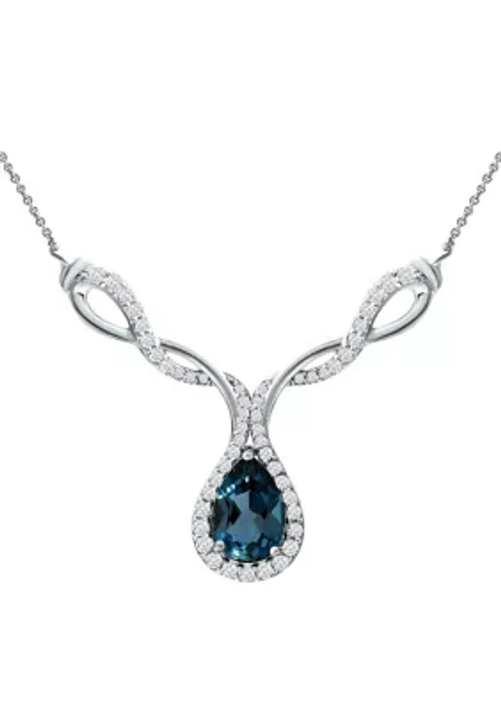 2.43 ct. t.w. London Blue Topaz and White Topaz Necklace on 18 Inch Chain, Sterling Silver